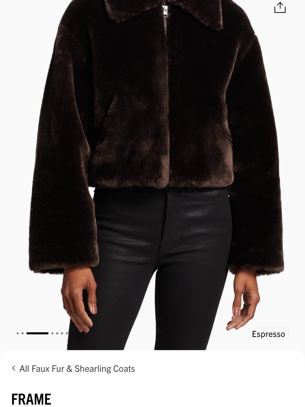 Frame Denim Espresso Faux Fur Cropped Teddy Jacket